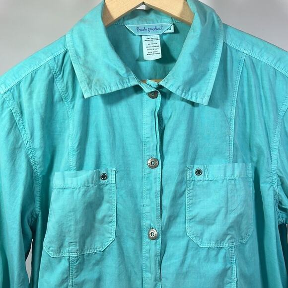 FRESH PRODUCE Women’s Lightweight Button Front Cotton Jacket Blue Size Medium - Picture 4 of 14